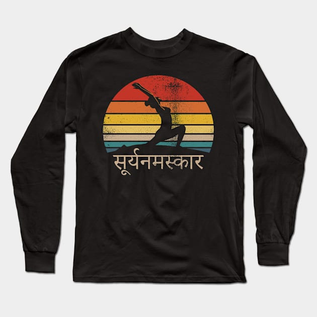 Surya Namaskara Sun Salutation Yoga Long Sleeve T-Shirt by zeno27